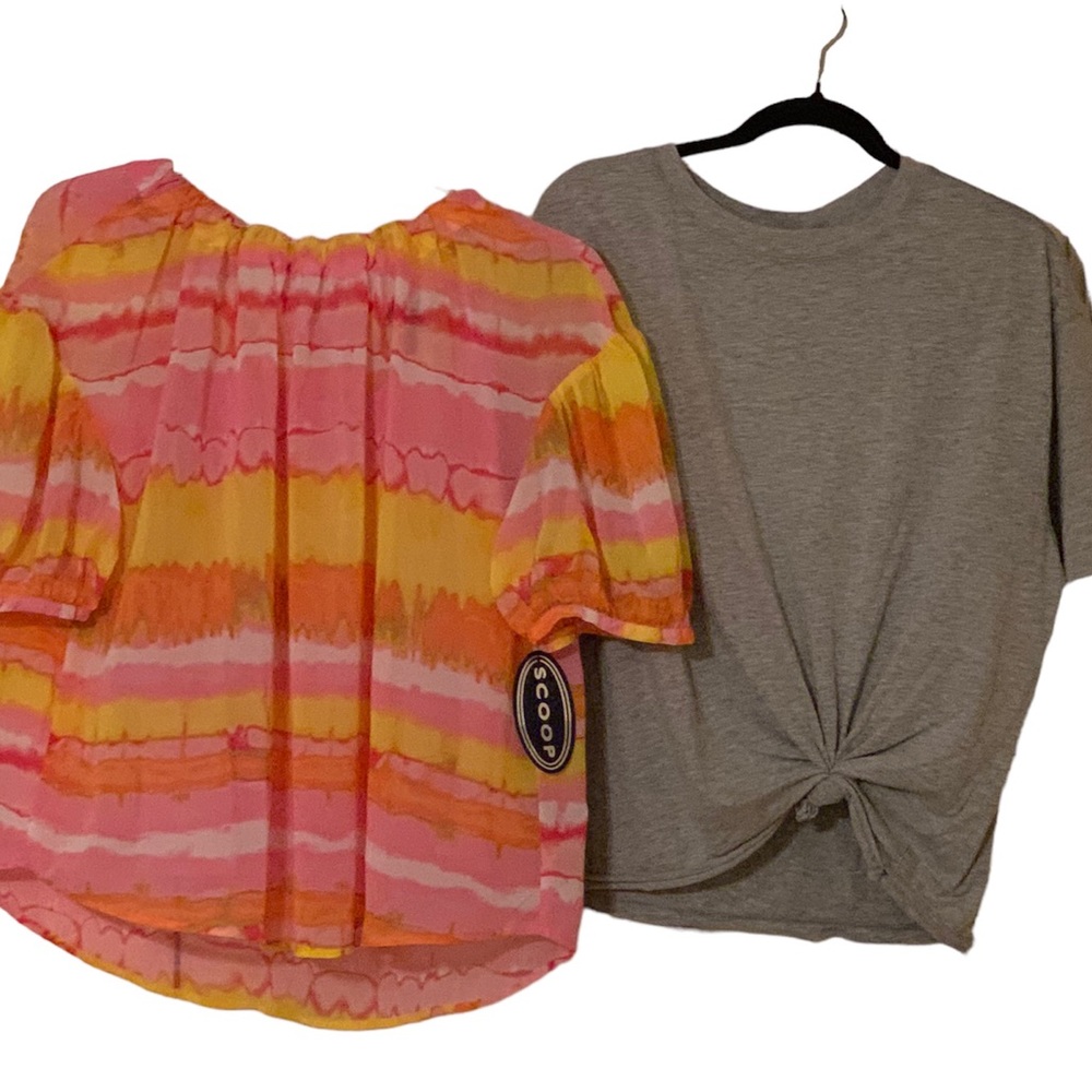 Scoop Tops bundle,  NWT one pink/yellow and one gray, XL